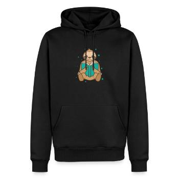 Faultier liest Buch faul Natur - Männer Premium Bio Hoodie - Schwarz - Vorne - Nico (187cm)