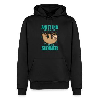 Anything you can do, I can do Slower Faultier - Männer Premium Bio Hoodie - Schwarz - Vorne - Nico (187cm)