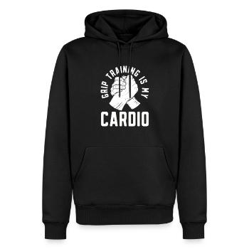 L’entraînement de préhension est mon bras de fer cardio - Sweat à capuche Premium bio Homme - noir - Devant - Nico (187cm)