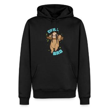 Chill Bro Faultier faul Regenwald - Männer Premium Bio Hoodie - Schwarz - Vorne - Nico (187cm)