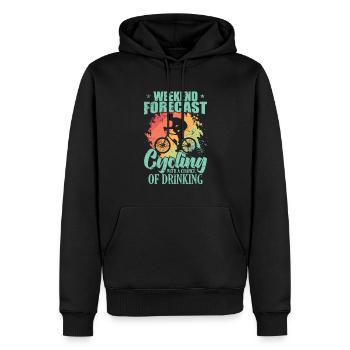 Prévisions de week-end Cyclisme avec possibilité de boire - Sweat à capuche Premium bio Homme - noir - Devant - Nico (187cm)