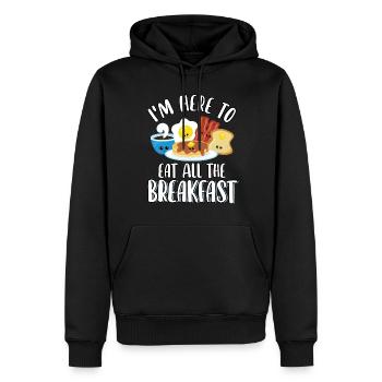Je suis ici pour manger tout le petit déjeuner mignon drôle - Sweat à capuche Premium bio Homme - noir - Devant - Nico (187cm)