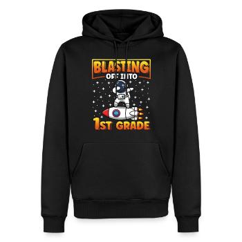 Blasting Off Into 1st Grade Back to School - Men’s Premium Organic Hoodie - black - Front - Nico (187cm)