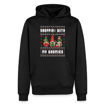 Einkaufen mit meinen Gnomien Lustiger Zwerg Hässlich - Männer Premium Bio Hoodie - Schwarz - Vorne - Nico (187cm)