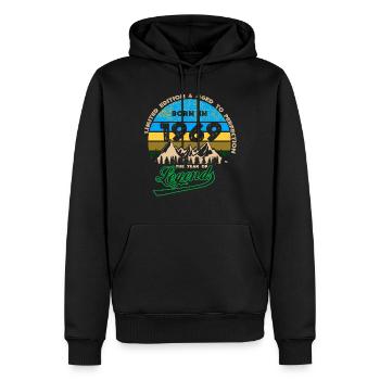 Légendes 1969 - Sweat à capuche Premium bio Homme - noir - Devant - Nico (187cm)