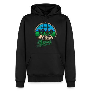 Légendes 1960 - Sweat à capuche Premium bio Homme - noir - Devant - Nico (187cm)