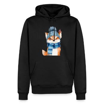 Renard d’hiver - Sweat à capuche Premium bio Homme - noir - Devant - Nico (187cm)
