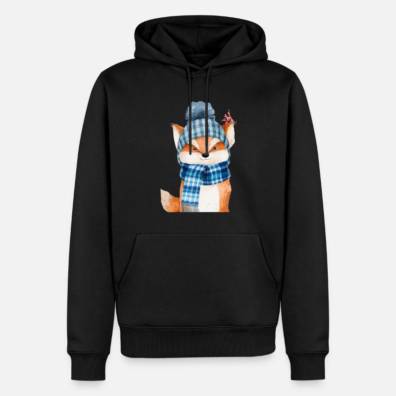 Renard d’hiver - Sweat à capuche Premium bio Homme - noir