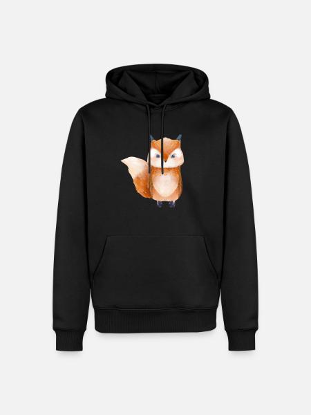 Fuchs Waldtier - Männer Premium Bio Hoodie - Schwarz