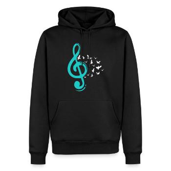 Clef de violon Oiseaux Professeur de musique Musiciens - Sweat à capuche Premium bio Homme - noir - Devant - Nico (187cm)
