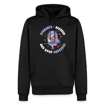 Stressé et obsédé par la Kpop Kpop Cadeau - Sweat à capuche Premium bio Homme - noir - Devant - Nico (187cm)