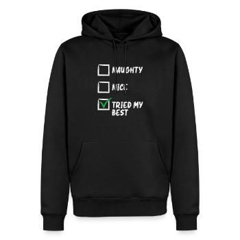 Naughty Nice Versuchte Meine Beste - Männer Premium Bio Hoodie - Schwarz - Vorne - Nico (187cm)
