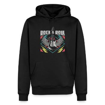 Guitariste amateur de musique rock and roll - Sweat à capuche Premium bio Homme - noir - Devant - Nico (187cm)