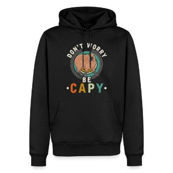 Sympathique amoureux des animaux Happy Capybara - Sweat à capuche Premium bio Homme - noir - Devant - Nico (187cm)