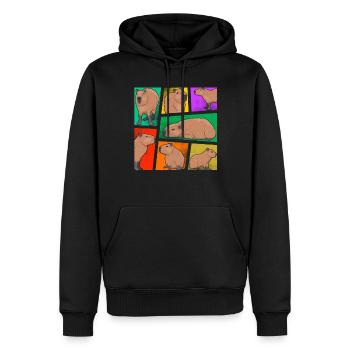 Capybara Pop Art Buntes Nagetier Tierliebe - Männer Premium Bio Hoodie - Schwarz - Vorne - Nico (187cm)