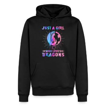 Bunter Drache Liebhaber Mittelalterliches Mädchen - Männer Premium Bio Hoodie - Schwarz - Vorne - Nico (187cm)