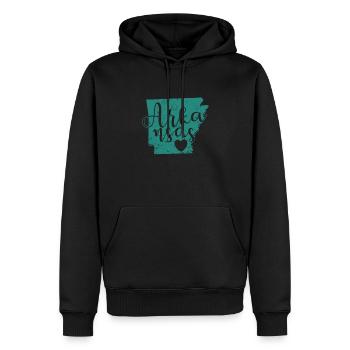 Arkansas Landkarte Umriss USA Amerika - Männer Premium Bio Hoodie - Schwarz - Vorne - Nico (187cm)