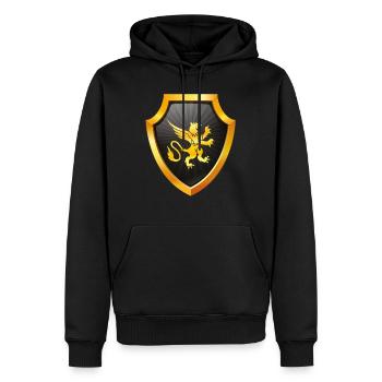 Shield logo esports emblem Sword Crest symbol lion - Men’s Premium Organic Hoodie - black - Front - Nico (187cm)