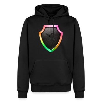 Shield logo esports emblem Sword Crest symbol lion - Men’s Premium Organic Hoodie - black - Front - Nico (187cm)