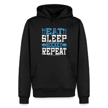 Eat Sleep Hockey Wiederholen Sie lustigen Retro-Jahrgang - Männer Premium Bio Hoodie - Schwarz - Vorne - Nico (187cm)