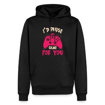 Ich pausiere mein Spiel für dich Valentine Gaming - Männer Premium Bio Hoodie - Schwarz - Vorne - Nico (187cm)