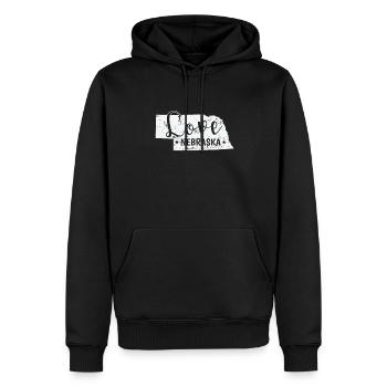 Nebraska Love USA Amérique - Sweat à capuche Premium bio Homme - noir - Devant - Nico (187cm)