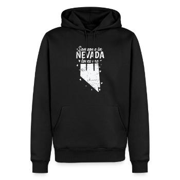 Nevada Quelqu’un au Nevada aime Me USA Amérique - Sweat à capuche Premium bio Homme - noir - Devant - Nico (187cm)