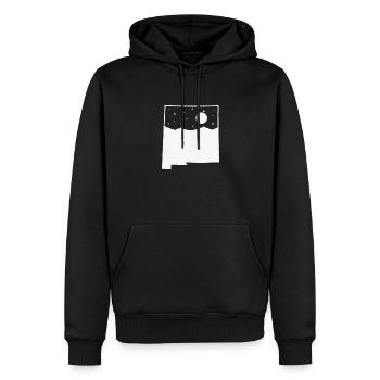 Lever de soleil au Nouveau-Mexique sur la carte États-Unis - Sweat à capuche Premium bio Homme - noir - Devant - Nico (187cm)