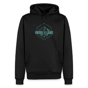 Rhode Island Est. 1790 États-Unis Amérique - Sweat à capuche Premium bio Homme - noir - Devant - Nico (187cm)