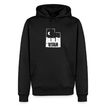Utah Karte mit Skyline USA Amerika - Männer Premium Bio Hoodie - Schwarz - Vorne - Nico (187cm)