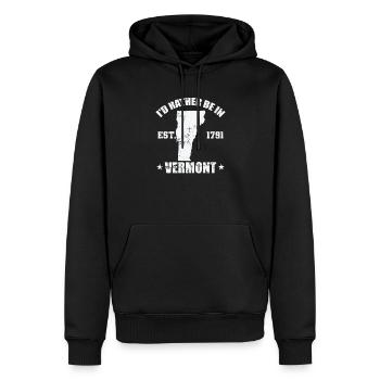 Vermont Je préférerais être au Vermont Est.1791 - Sweat à capuche Premium bio Homme - noir - Devant - Nico (187cm)