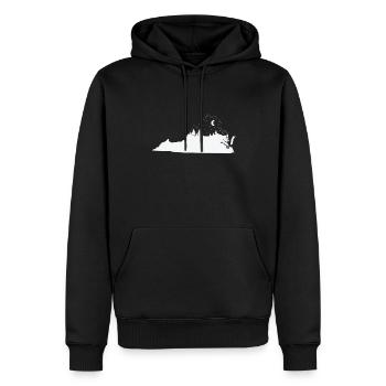 Contour de la carte de la Virginie avec Skyline USA - Sweat à capuche Premium bio Homme - noir - Devant - Nico (187cm)