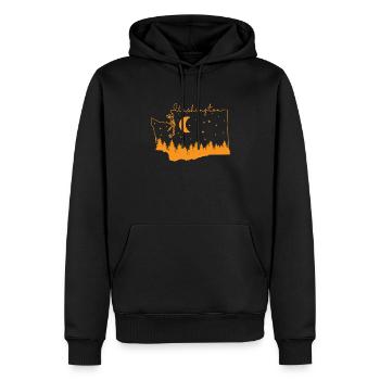 Contour de la carte de Washington avec Skyline USA - Sweat à capuche Premium bio Homme - noir - Devant - Nico (187cm)