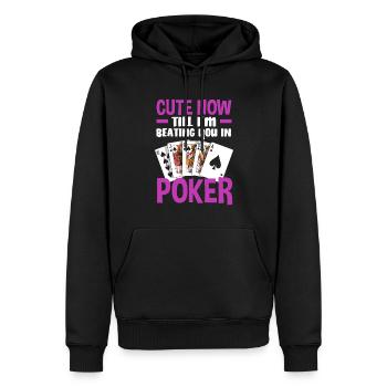 Joueur de poker Joueur de poker Cadeau de poker - Sweat à capuche Premium bio Homme - noir - Devant - Nico (187cm)