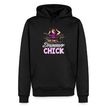 Schlagzeug Schlagzeuger Mädchen Geschenk - Männer Premium Bio Hoodie - Schwarz - Vorne - Nico (187cm)