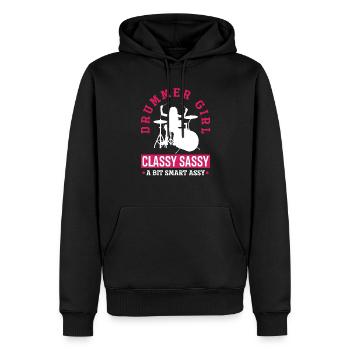 Mädchen Schlagzeug Schlagzeugerin Geschenk - Männer Premium Bio Hoodie - Schwarz - Vorne - Nico (187cm)