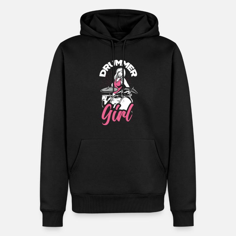 Schlagzeug Mädchen Schlagzeugerin Geschenk - Männer Premium Bio Hoodie - Schwarz