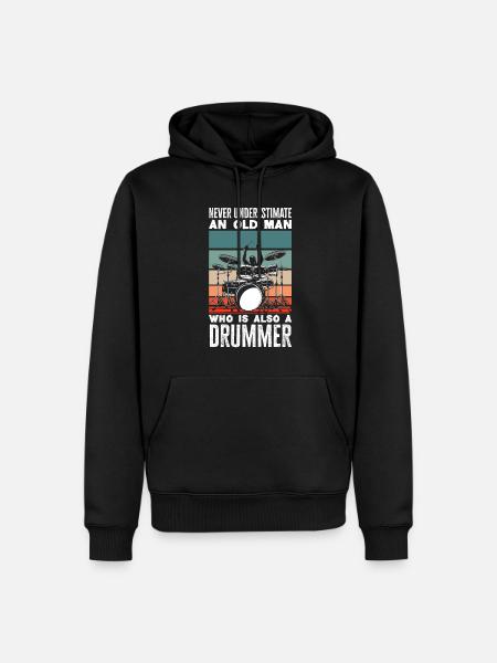 Drums Drummer Gift - Sweat à capuche Premium bio Homme - noir