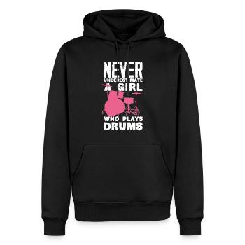 Schlagzeug Mädchen Schlagzeugerin Geschenk - Männer Premium Bio Hoodie - Schwarz - Vorne - Nico (187cm)