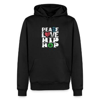 Peace Love Hip Hop Musikrichtung Rap - Männer Premium Bio Hoodie - Schwarz - Vorne - Nico (187cm)