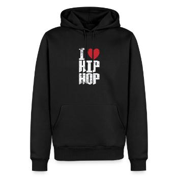 I Love Hip Hop Musikrichtung Rap Urban - Männer Premium Bio Hoodie - Schwarz - Vorne - Nico (187cm)