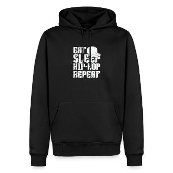 Eat Sleep Hip-Hop Repeat Musikrichtung Rap - Männer Premium Bio Hoodie - Schwarz - Vorne - Nico (187cm)
