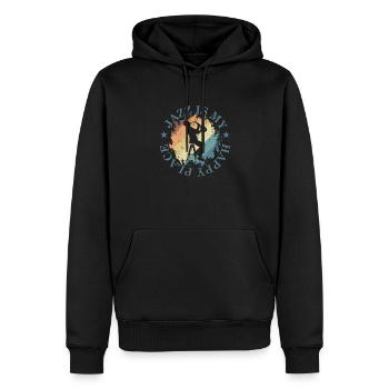 Jazz is my Happy Place Musikrichtung - Männer Premium Bio Hoodie - Schwarz - Vorne - Nico (187cm)