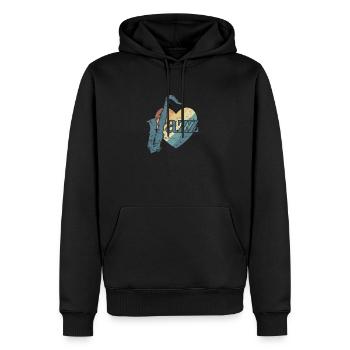 Jazz mit Saxophone und Herz Saxophon - Männer Premium Bio Hoodie - Schwarz - Vorne - Nico (187cm)