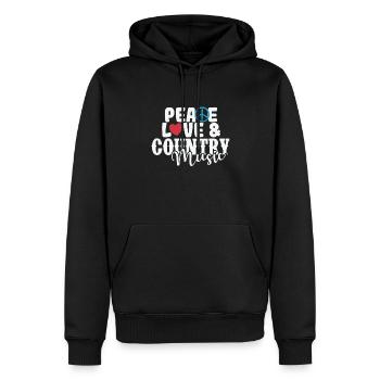 Peace, Love and Country Music USA Amerika - Männer Premium Bio Hoodie - Schwarz - Vorne - Nico (187cm)