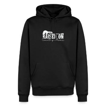 Raised on Country Music USA Amerika Cowboys - Männer Premium Bio Hoodie - Schwarz - Vorne - Nico (187cm)