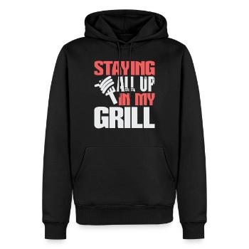 GANZ OBEN IN MEINEM GRILL BLEIBEN - Männer Premium Bio Hoodie - Schwarz - Vorne - Nico (187cm)