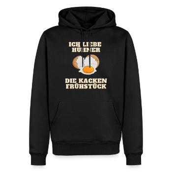Funny Chicken Spruch - Männer Premium Bio Hoodie - Schwarz - Vorne - Nico (187cm)