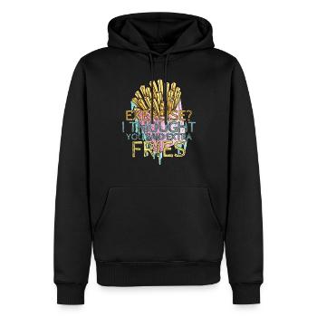 Exercice Je pensais que vous aviez dit frites supplémentaires - Sweat à capuche Premium bio Homme - noir - Devant - Nico (187cm)