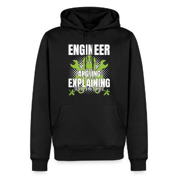 Ingenieur Ich streite nicht lustiges Zitat - Männer Premium Bio Hoodie - Schwarz - Vorne - Nico (187cm)
